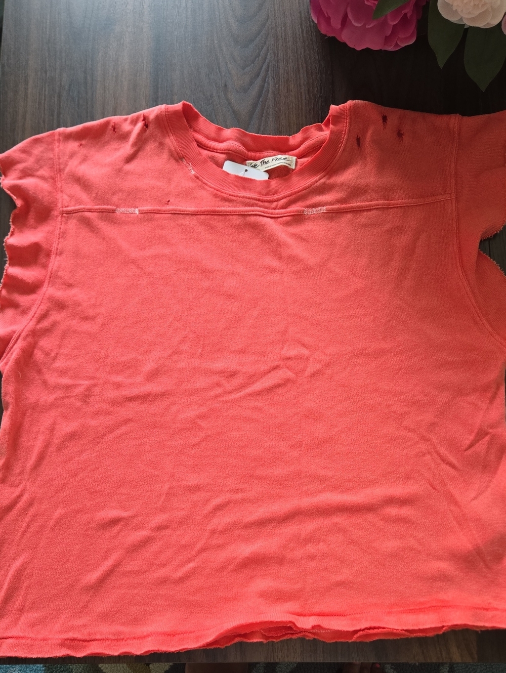 Coral pink We The Free distressed short-sleeve tee